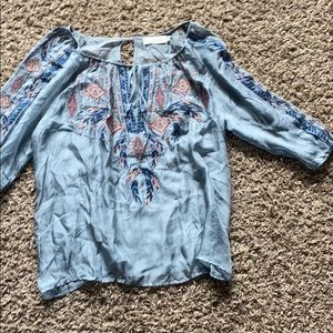 Sheer blue embroidered top